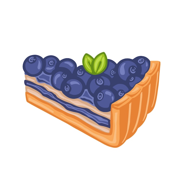 Slice of blueberry pie brownie dessert handdrawn illustration