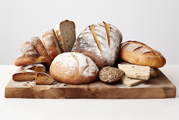 Slice of bread in basket close up fresh natural wheat bread isolated on white background