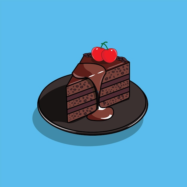 Vettore fetta di torta al cioccolato illustrazione vettoriale