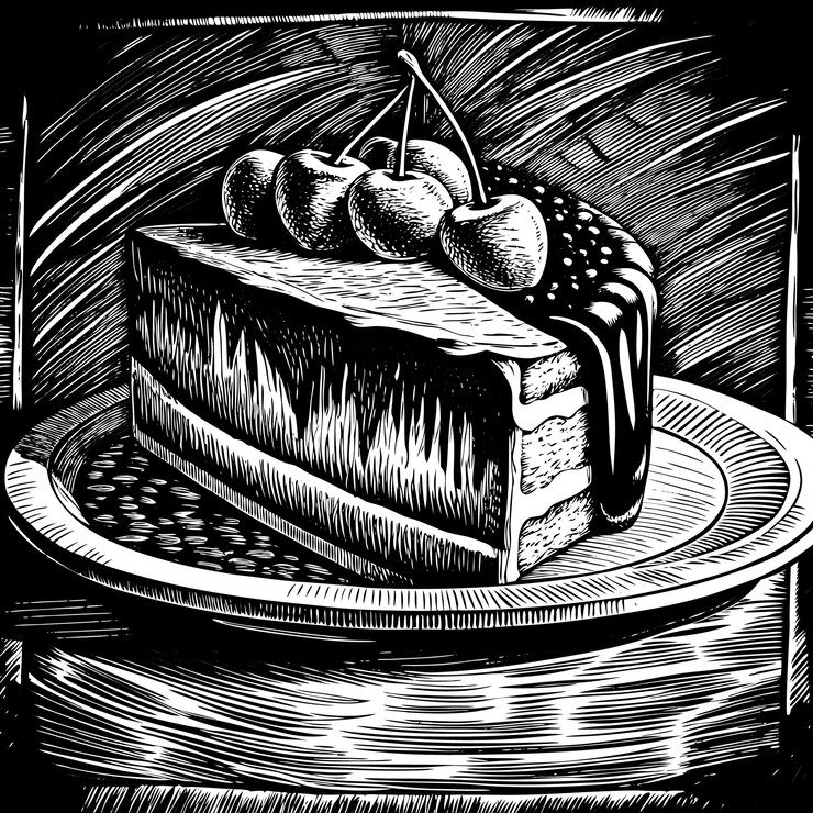 Vector a slice of cake with cherries on top