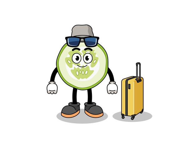 Vector slice cucumber mascot doing vacation