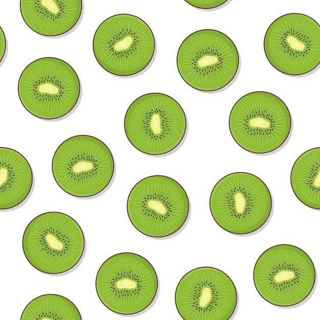 Fetta kiwi seamless pattern su sfondo bianco kiwi fresco tema vector illustration