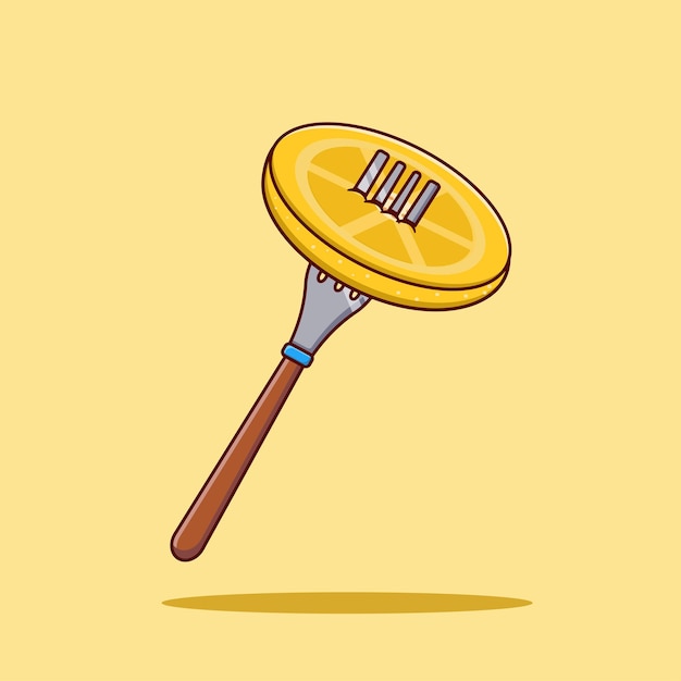 Slice of lemon and fork vector illustration