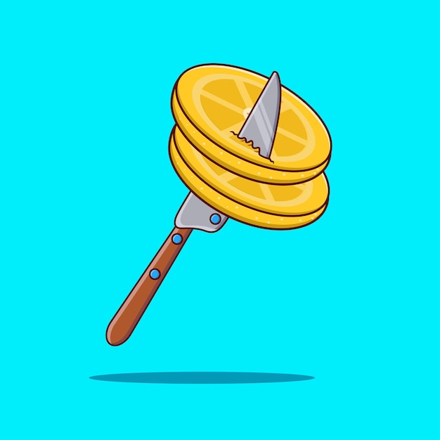 Ломтик векторной иллюстрации лимона и ножа