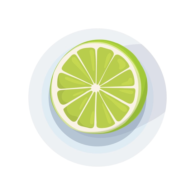 Slice of lime on a saucer Lime icon Asian cuisine or cosmetics and medicine