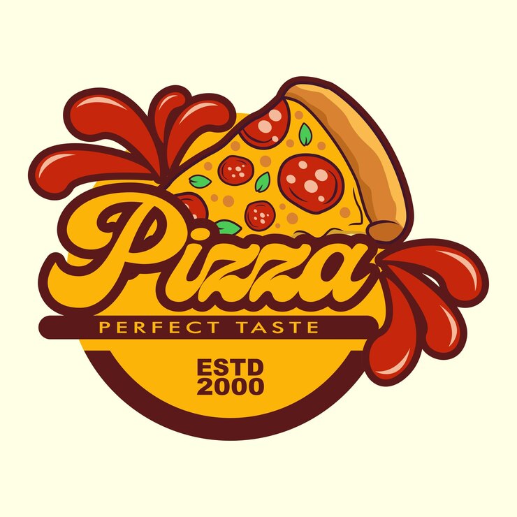 Vector slice logo sjabloon badge pizza embleem banners voor fastfood restaurant