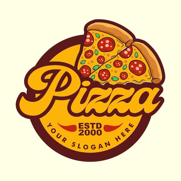 Vector slice logo sjabloon badge pizza embleem banners voor fastfood restaurant