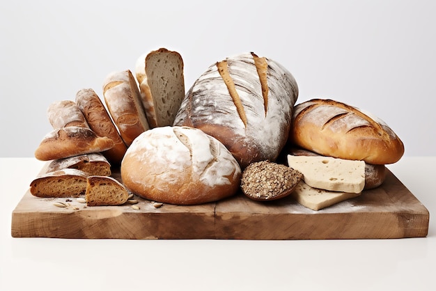 ベクトル バスケットの中のパンのスライスをクローズ アップ白い背景に分離された新鮮な天然小麦パン