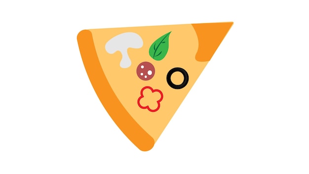 Кусок пиццы на тонком тесте на белом фоне векторная иллюстрация пиццы с грибами