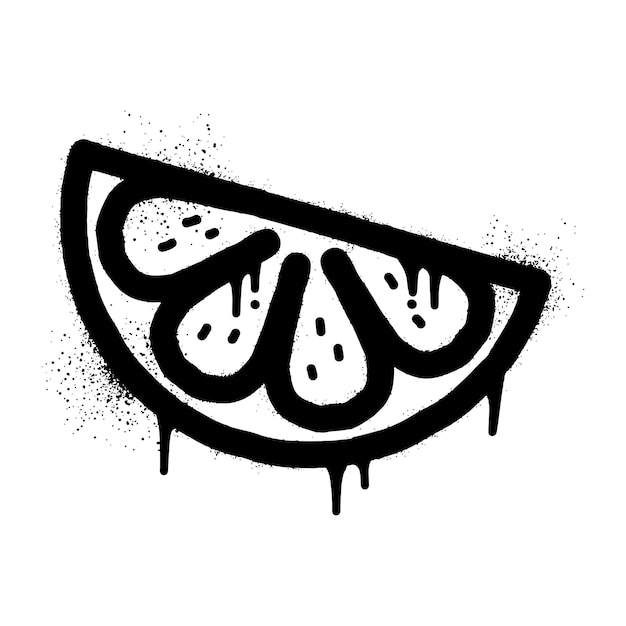 Vector slice orange fruit graffiti with black spray paint