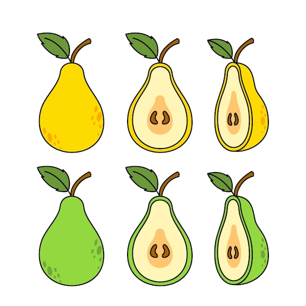 Slice pear doodle hand drawn design