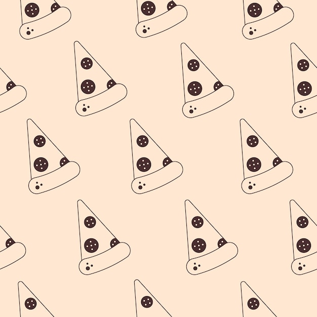 Slice of pizza doodle food seamless pattern