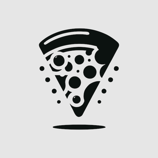 a slice of pizza is shown on a black and white background