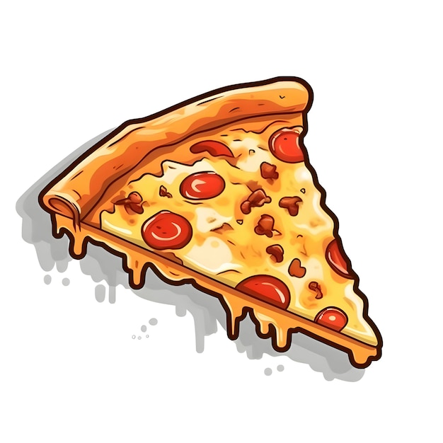 A slice of pizza isolated on a white background