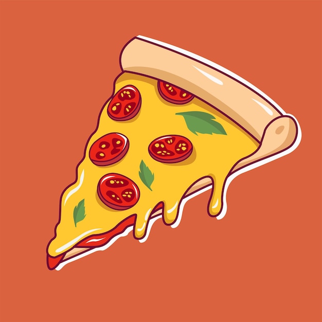 Vector slice pizza met kaas plat illustratie