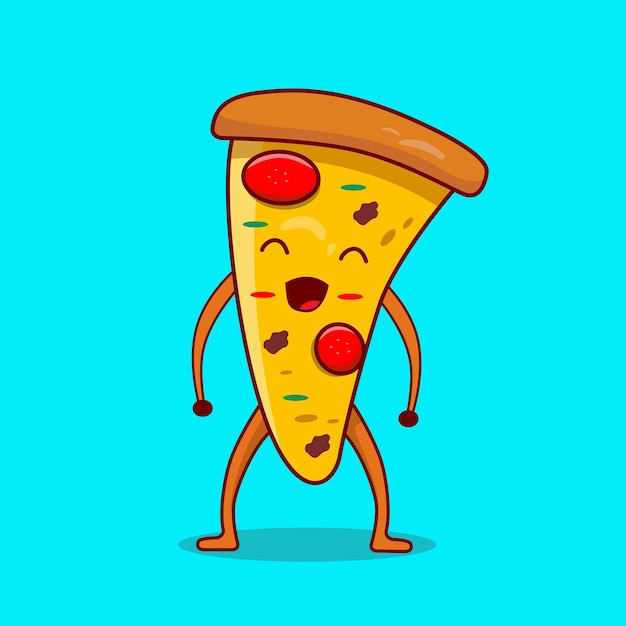 slice of pizza smilinng cartoon vector illustration