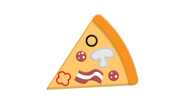 Slice of pizza on thin dough on a white background vector illustration pizza with filling vegetables