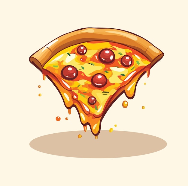 Кусок векторной иллюстрации пиццы в мультяшном стиле