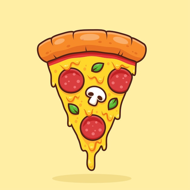 кусок пиццы с векторной иллюстрацией плавления сыра