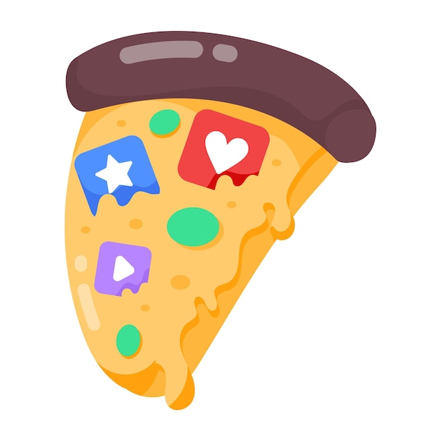 A slice of pizza with a star and a sticker on it.