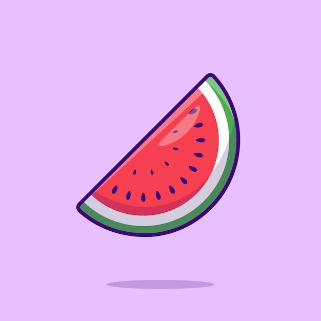 Slice of Watermelon fruit cartoon flat vector icon illustration food nature icon concept isolated