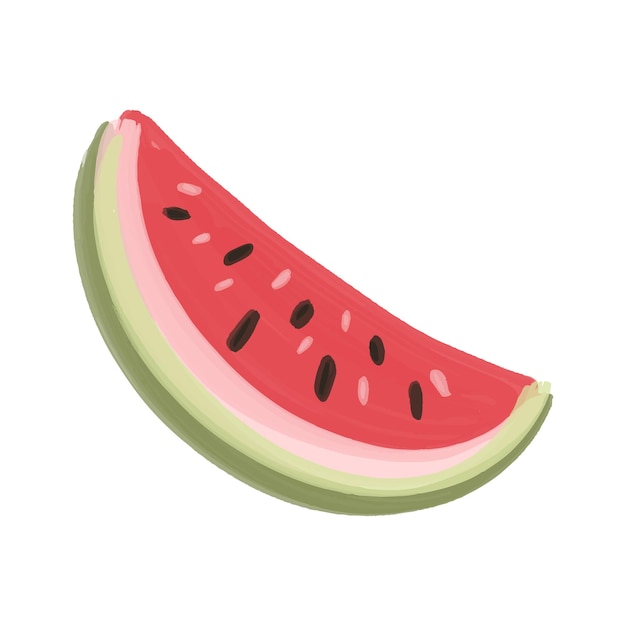 A slice of watermelon painted in watercolor in the style of boho summer illustration