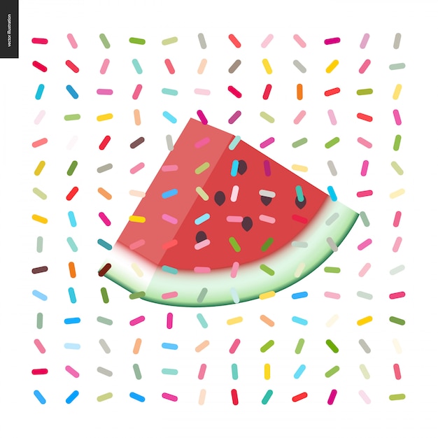 Slice of watermelon and a seamless pattern