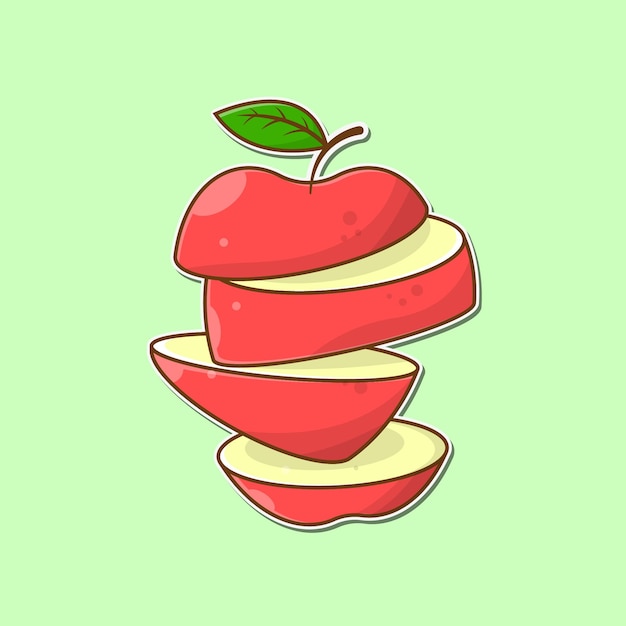 Vector sliced apple vector illustration