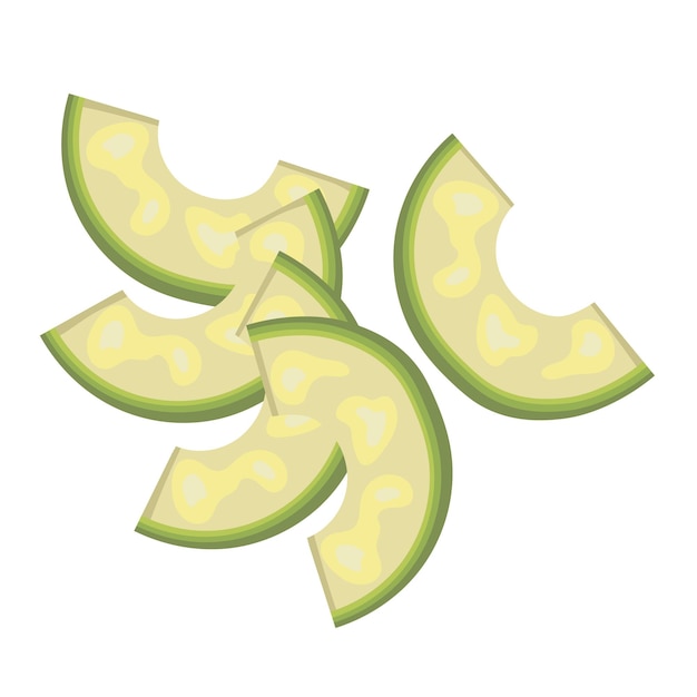 Нарезанный авокадо набор плоских векторных фруктов, нарисованных вручную изолированы на белом Здоровая веганская еда экологическая