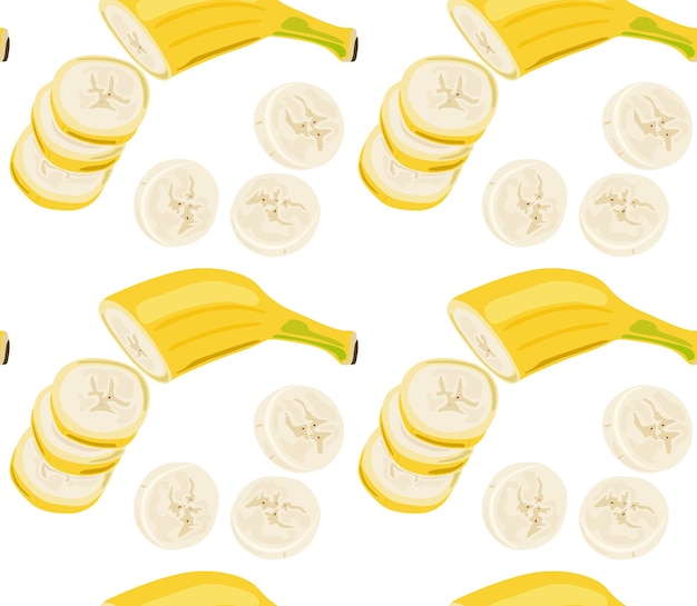 Sliced banana seamless pattern in vector suitable for prints and backgrounds