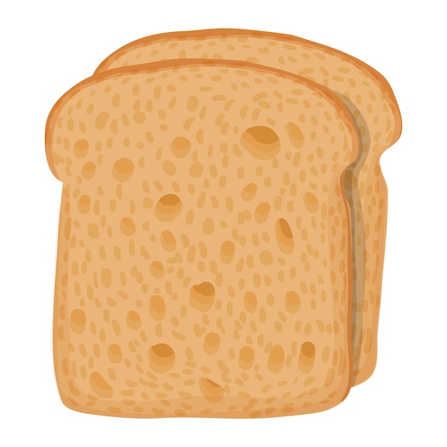 Vector sliced bread icon in cartoon style on a white background