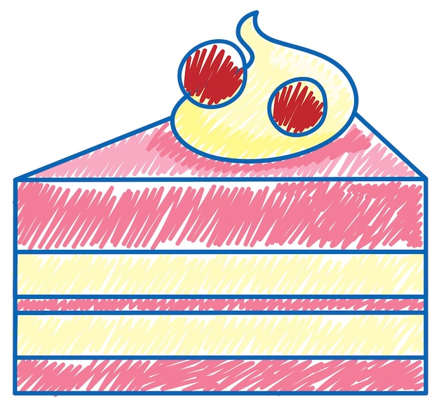 ベクトル 鉛筆カラー スケッチのシンプルなスタイルのスライス ケーキ