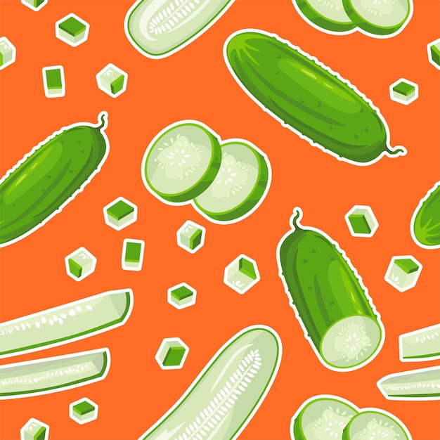 Sliced and diced cucumber seamless pattern print