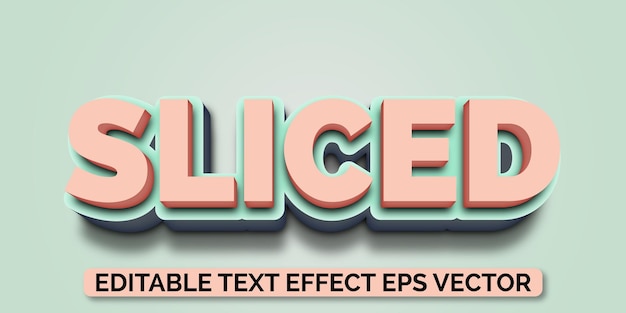 Sliced grey color editable 3d text effect 3d style eps vector