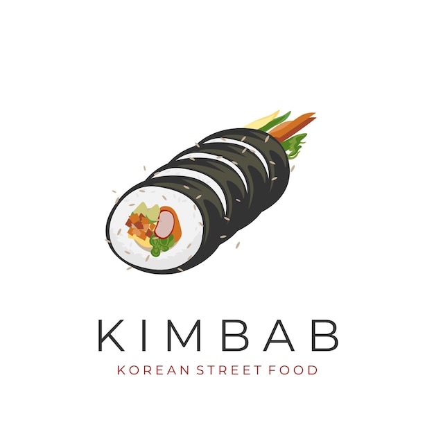 Logo di illustrazione vettoriale di kimbap roll fatto in casa a fette