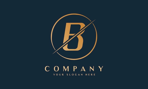 원형 모양 문자 B가 있는 슬라이스 문자 B 로고 골드 색상의 럭셔리 로고 템플릿 럭셔리 회사 브랜딩을 위한 아름다운 로고 타입 디자인