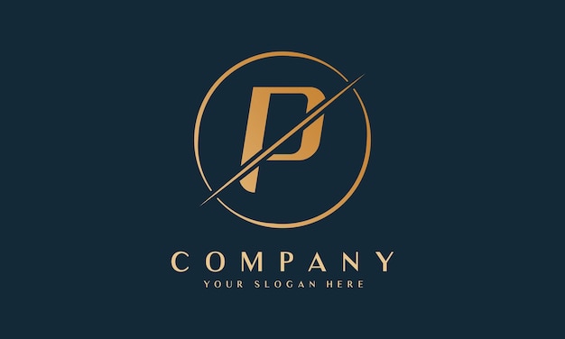 Sliced Letter P Logo With Circle Shape Letter P Luxury Logo Template In Gold Color Beautiful Logotype Design For Luxury Company Branding