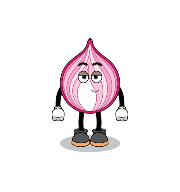 Vector sliced onion cartoon couple with shy pose character design