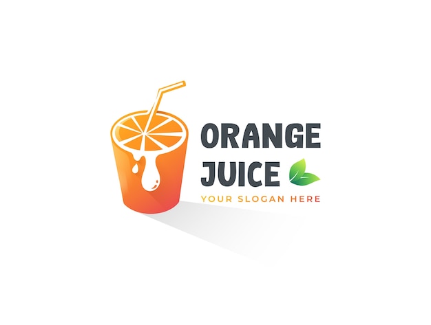 Modello di logo di succo d'arancia fresco a fette