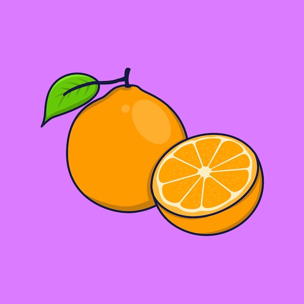 Sliced orange fruit vector cartoon illustration