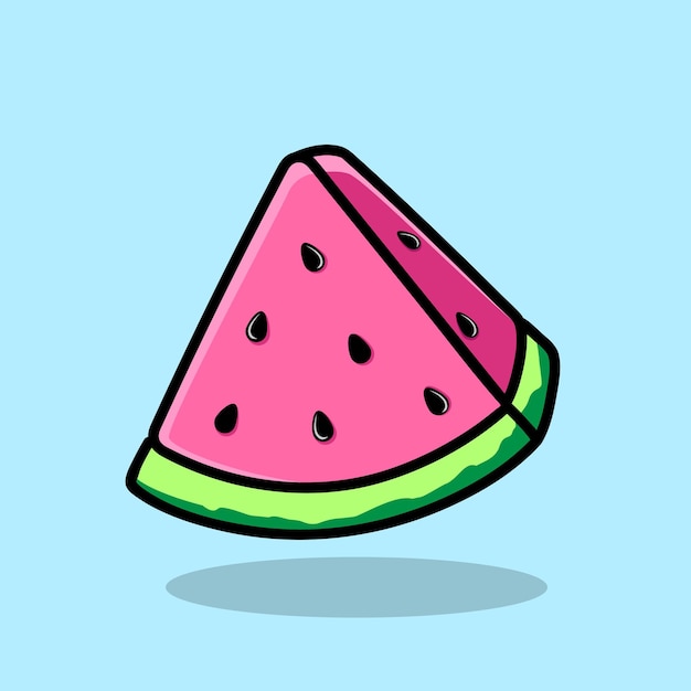 sliced red watermelon triangle cartoon illustration