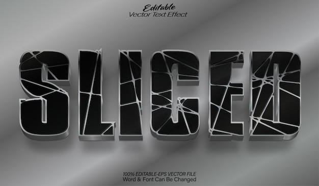 Sliced Vector Text Effect Bewerkbaar Alphabet Fragment Cut Broken Crack Stone