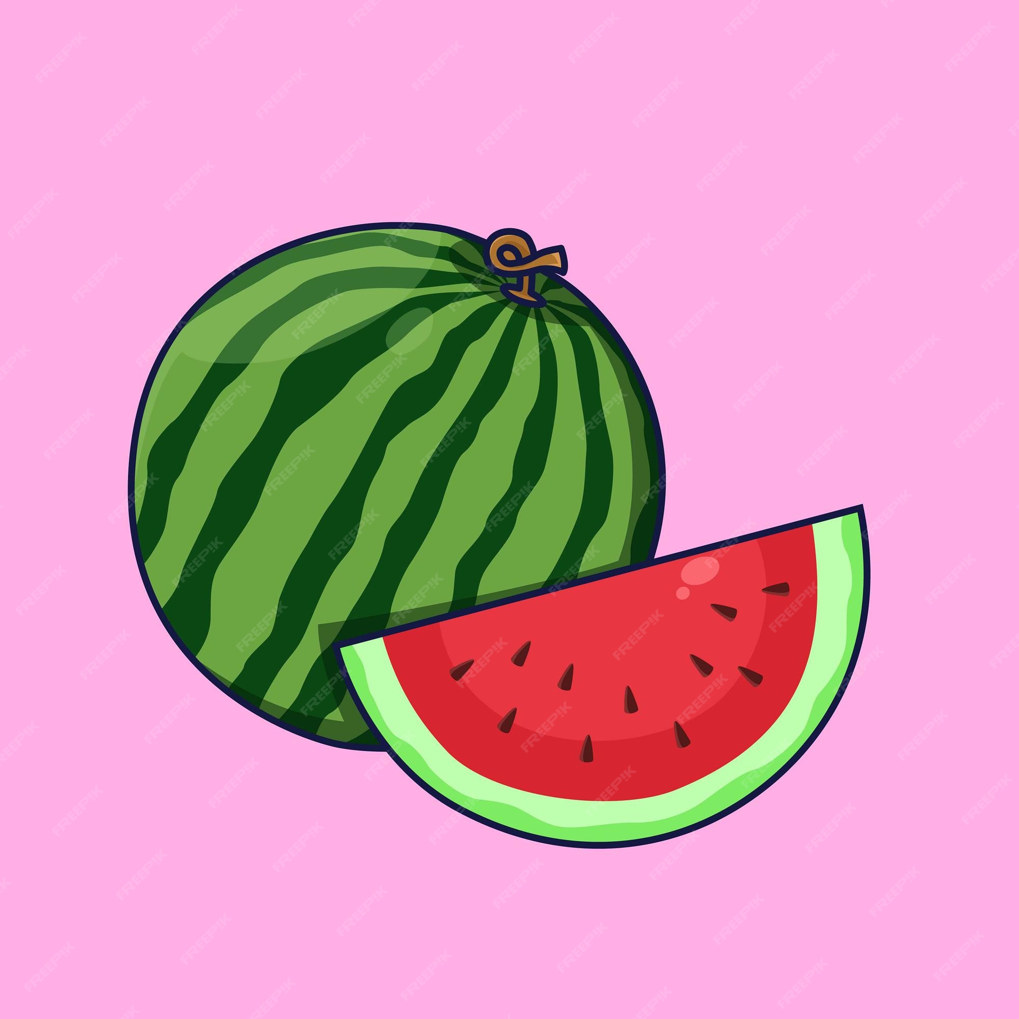 Premium Vector | Sliced watermelon fruit vector cartoon illustration