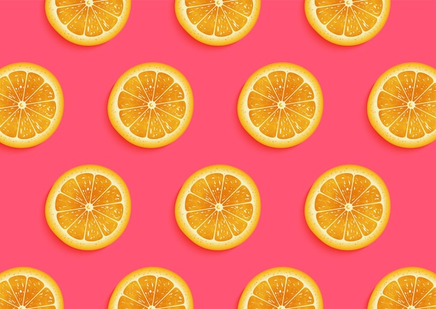 Vector slices of fresh orange for summer background