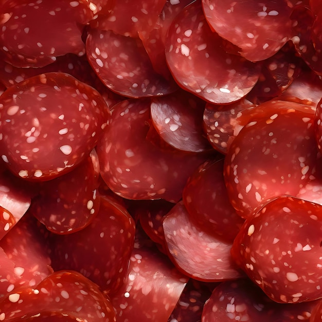 Vector slices of salami as a background top view