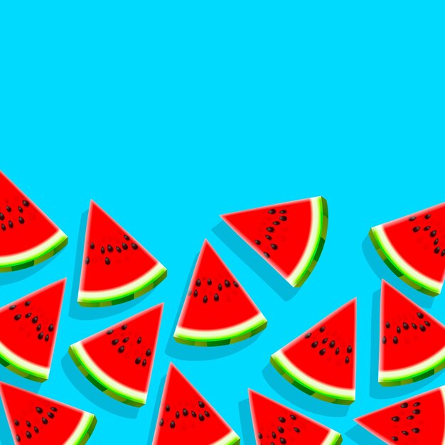 Vector slices of watermelon on blue background