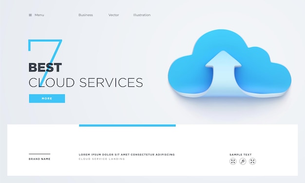 слайд целевой страницы или цифровых технологий баннер облачных услуг бизнес концепции вектор