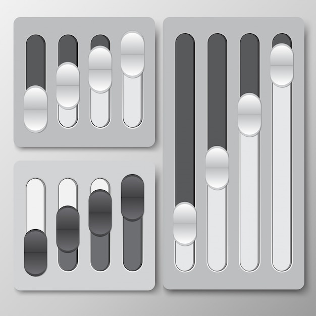 Vector slider control black and white 3d