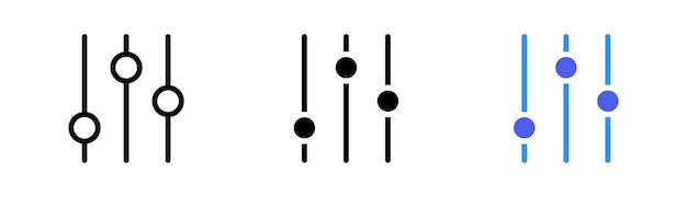 slider set icon tune control regulate adjust menu configuration list slider app application program vector icon in line black and colorful style on white background