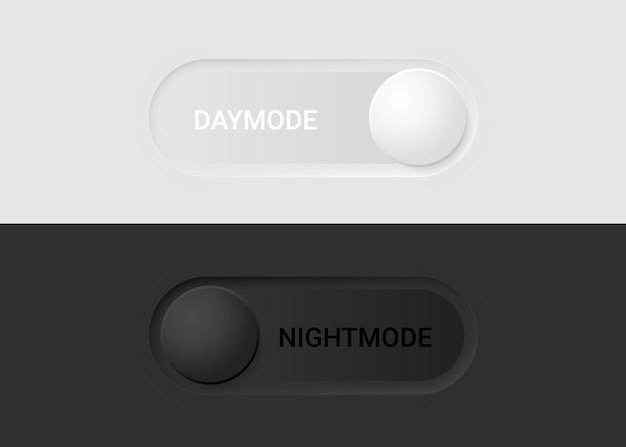 Vector slider with day and night switching mode neomorphism element design for user interface